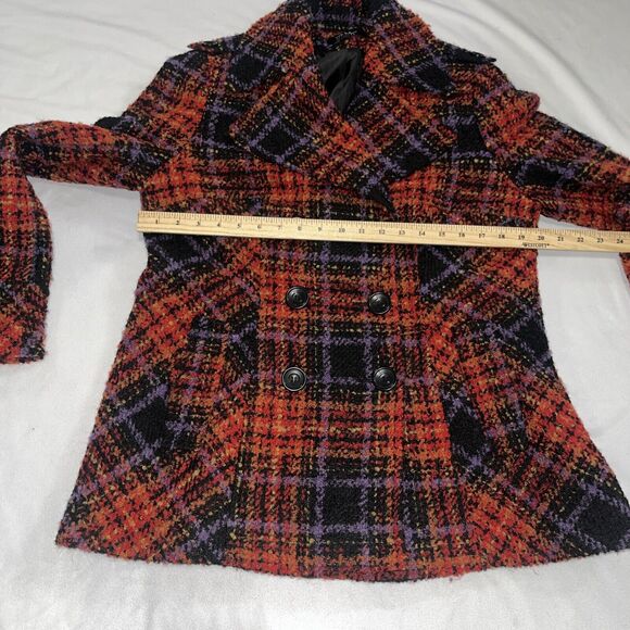 Nicole Miller Wool Blend Large Women’s Tweed Peacoat Fall Autumn - Picture 6 of 10